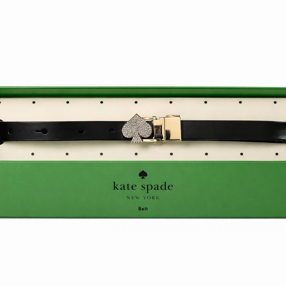 🆕️Kate Spade Black Belt with Sparkling Heart Buckle